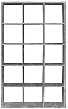 FORTE Mauro Regal 3x5 Fächer, Holzwerkstoff, Betonoptik Lichtgrau, (B*H*T): 107,2 x 176,3 x 32,12cm