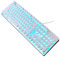 CSZH Gaming Clavier Keyboard Brillant Rond rétro Capuchon métal rétro-éclairé USB Filaire métallique Panneau illuminé frontière imperméable à l'eau (Lumière Bleue Blanche)