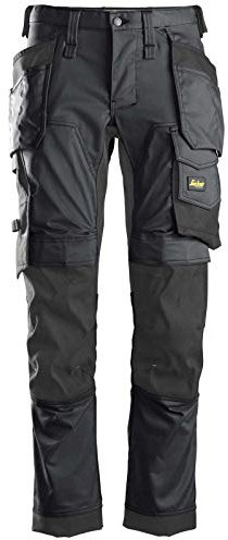 Snickers Workwear Herren Allroundwork elastische schwimmenden Taschen, Grau, Stahl, Größe 196 Hose, Stahlgrau/Schwarz, one Size