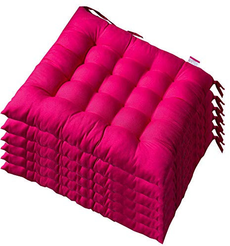 AGDLLYD Lot de 6 Coussin de Chaise et Fauteuils en Teck de Jardin Coussins de siège pour Chaises Dimensions: 40x40x5 cm. (Rose Rouge)