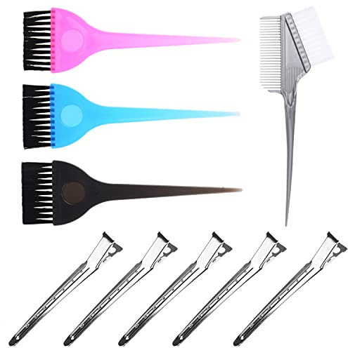 Kare & Kind 9-tlg. Haarfärbe- und Styling-Set - 3 Einzelbürsten, 1 Haarfärbekammbürste, 5 Haarspangen - Für Balayage, Glanzlichter, Folieren, Mikroflechten, Keratin-Behandlung - DIY, Salongebrauch