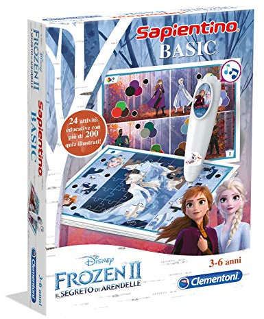 Clementoni Sapientino - Basic Frozen 2, Gioco Educativo Bambini 4-6 Anni, 200+ Quiz Interattivi con Penna Elettronica, Apprendimento di Forme, Colori e Numeri, Made in Italy, Lingua Italiana, 16237