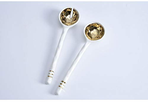 Pampa Bay Accessories Porcelain Salad Server Set (Gold)