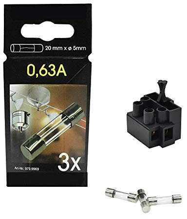 Lüsterklemme mit Feinsicherung 0,63A – Set 0,5-2,5mm² Ersatzsicherung Träge 979.9969