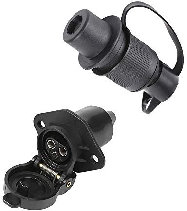 ETUKER Enchufes de Remolque 3 Pines & Zócalo de Remolque 3 Pines, 12V Impermeable Conector Remolques Enchufe Remolque 3 Pines y Zócalo, Adecuado para Camión/Caravana/RV/Remolque(2 Puntos De Montaje)