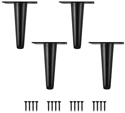 SIVIKIO Möbelfüße 4 Stück Möbelbeine Kegel Schräg/Vertikale Möbelfüße Edelstahl mit rutschfeste Gummibasis DIY für TV-Schrank Bett Sofa Badschrank (Höhe-10CM (4), Schwarz-Vertikal)