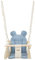 Balançoire bascule confortable pour enfants en bois coton terrasse jardin maison (dessin: creme, bleu clair)