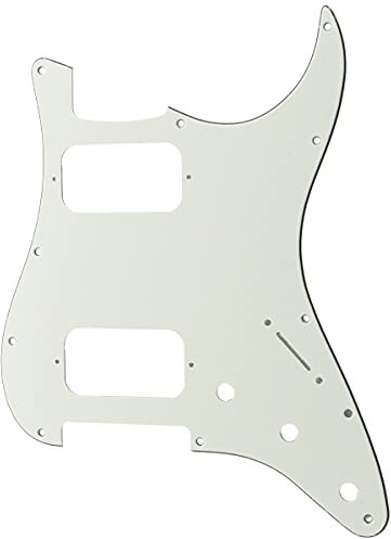 Musiclily Pro 11 Löcher Round Corner HH Strat Pickguard 2 Humbuckers Schlagbrett für American/Mexican Fender Standard Stratocaster E-Gitarre, 3-lagig Aged White