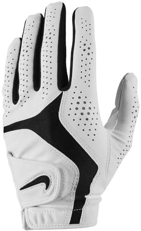 Nike Dura Feel X Junior Golf Glove for Left Hand White | White | Black Youth Medium