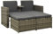 Susany 3-TLG. 2-Sitzer Lounge-Sofa Gartensofa Gartensitzbank Gartenliege Gartensitzbank mit Tisch & Hocker für Garten, Balkon und Terrasse inkl. Sitzkissen, Poly Rattan Grau