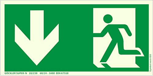 Fluchtweg Notausgang Schild langnachleuchtend Kunststoff Pfeil unten ASR A1.3