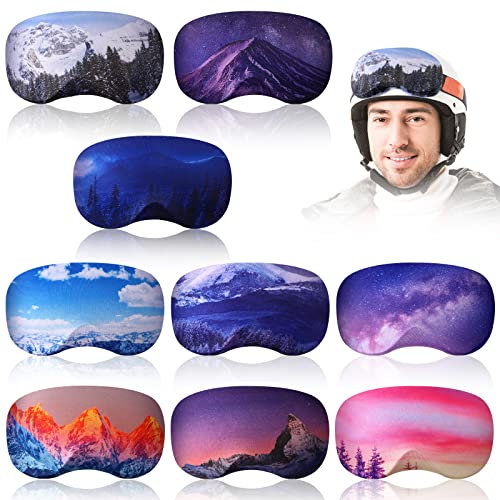 BBTO 9 Pcs Microfiber Protective Ski Goggle Cover Protector Snowboard Goggles Cover Sleeves Goggles Lens Storage 9 Styles(Trendy)