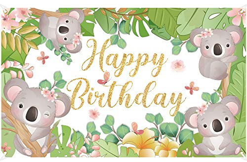 Koala Geburtstag Hintergrund Dekoration Koala Bär Party Fotografie Hintergrund für Zoo Dschungel Tier Thema Party Baby Shower Supplies