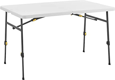 Living and More 1,2 m XL höhenverstellbarer halber Klapptisch mit Tragegriff, einfaches Zusammenklappen und Aufbewahren, für den Innen- und Außenbereich, Weiß
