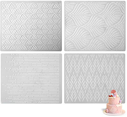 4 Stück Torten Schablonen Floral Kuchenschablonen 25x20.5 cm wiederverwendbare Blumenkuchenvorlagen Dekorieren Schablonen Kunststoff Floral Cookie Schablonen für DIY Kuchen