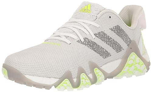 adidas Men's CodeChaos 22 Spikeless Golf Shoes, Footwear White/Grey Three/Lucid Lemon, 9