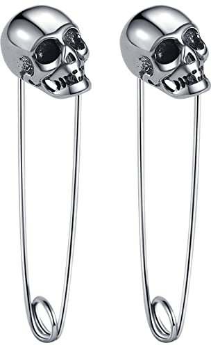 Aroncent 3 Paar Totenkopf Ohrringe Edelstahl Ohrstecker Vintage Ohrhänger Punk Pin Piercing Ohr Schädel Ohrringe Gotik für Damen und Herren