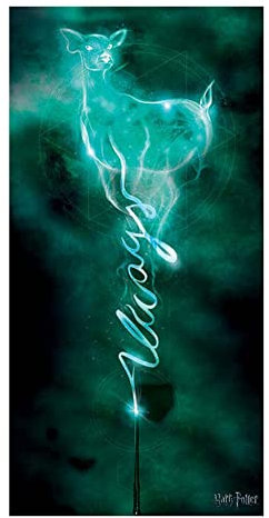 Harry Potter Doe Always Patronus Stampa su tela (50 cm x 100 cm) (nero/blu)