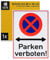 Hinweisschild Parken verboten!, 1 Stück, 40 x 30 cm, 2,7 mm starkes PVC Schild mit Bohrlöchern, Parkverbot für Innen- und Außenbereich, Parken verboten Schilder Privatgrundstück, Garage, Zaun