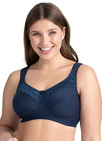 Miss Mary of Sweden Minimizer Non-Wired Unpadded Bra Cotton Now Flat Cup 42B Dark Blue
