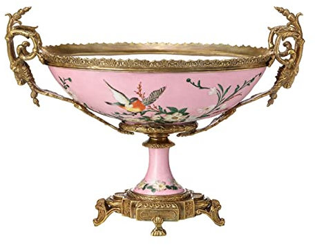 Présentoir Corbeille de fruits Bol de fruits en céramique nouveau Style chinois poignée en cuivre assiette de fruits maison salon Restaurant décor de bureau plat de fruits bol de bonbons stockage de b