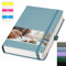 EMSHOI Notizbuch mit 400 Seiten, A5, liniertes Tagebuch, 100 g/m² dicker Notizblock, Hardcover, veganes Leder, liniert, für Damen, Herren, Arbeit, Schule, Büro, Schreiben, Haftnotizen, 14,5 x 21 cm,