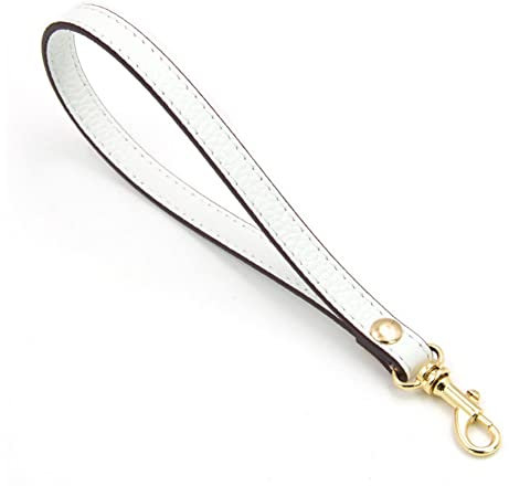 SHTGOI PU Leder Handschlaufe Schlüsselanhänger Ersatz Kurz Armband Taschengriffe Lederband mit Karabinerhaken Taschengurt für Handtaschen Geldbörse Clutch Wristlet Purse Keychain Pouch Weiss