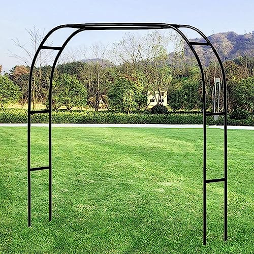 ARtsim 200cm 160cm 120cm 180cm breit Rosenbögen Metall Rankbogen Gartenbogen Rankhilfe Torbogen Rankgitter für Kletterpflanzen Verzinkt Rosenspalier (Color : Schwarz, Size : 240cm x 220cm)