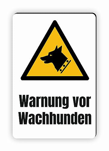 Warnzeichen (W013) Warnung vor Wachhunden - Eckiges Warnschild mit Text - Warnschild mit Text - nach DIN EN ISO 7010