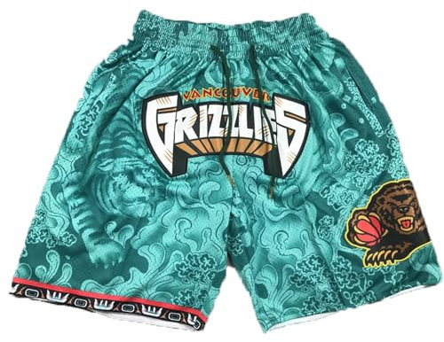 MCQOmcil Herren NBA Grizzlies Basketball-Shorts, hochelastische, atmungsaktive Sporthose (Color : A, Size : S)