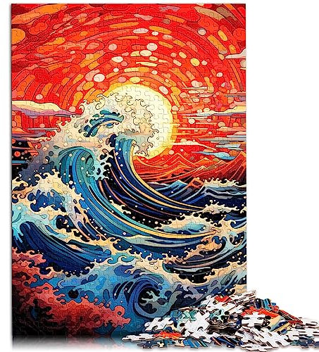 Japanese Wave Kanagawa Jigsaw Puzzles Educational Games Wooden Puzzles Challenge Family 19.7x29.5inch