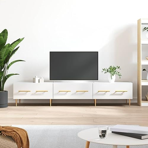 FENLAX Mueble Salon Moderno TV Mueble Televisión Aparador TV Soporte Mobiliario TV Stand 150x36x30 cm Blanco con Brillo