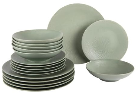 Table Passion - Service d'assiettes Vésuvio Vert Sauge 18 pièces