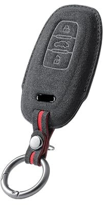 Für Audi A6 A4 A5 A7 A8 C8 Q8 8S 8W Q7 B9 4M S5 S4 S7 D5 TT TTS TFSI E-Tron Leder-Autoschlüsseletui Schlüsselanhänger Wildleder-Zubehör (Farbe: A)
