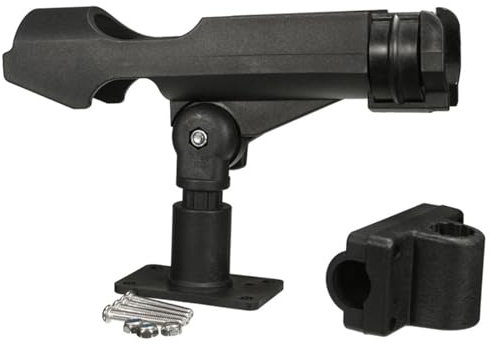 BURLOE Drehbarer Bootsrutenhalter, Bootsmontage Angelrutenhalter Verstellbarer Klemm Angelzubehör Zum Angeln Rutenhalter Für Boot Kajak Multifunktions,Schwarz