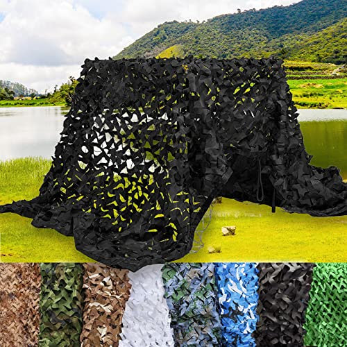 DGSFES Filet de Camouflage Noir 1x1m,Filet Militaire Ombrage Terrasse Pergola Chasse Voiture Exterieur,Toile D'ombrage Oxford 210D,Filet Camouflage Renforcé for Protection Jardin