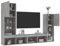 Gecheer Mobili TV a Muro con LED 4pz Grigio Sonoma in Legno Multistrato,Mobile TV Pensile,Mobile Porta TV Sospeso,Mobiletto TV Parete,Parete Attrezzata,Armadietto a Parete per TV,655