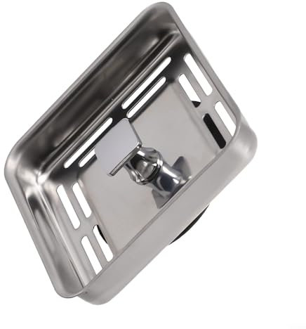 Stainless Steel Kitchen Sink Strainer, Square Sink Water Stopper With Post Stainless Steel Anti-blocking Mesh Drain For Kitchen bathroom sink drains tub drain, Efficient blocks hair food debris paper