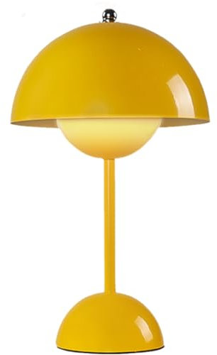 Gohytal Pilzlampen Tischlampe, LED Flowerpot Tischlampe Kabellos Akku Pilz Lampe, 3000k-6000k Touch Dimmbar, Schreibtischlampe Retro, mit 3 Helligkeitsmodi, für BüRo,Bars,Wohnzimmer,Schlafzimme(Gelb)