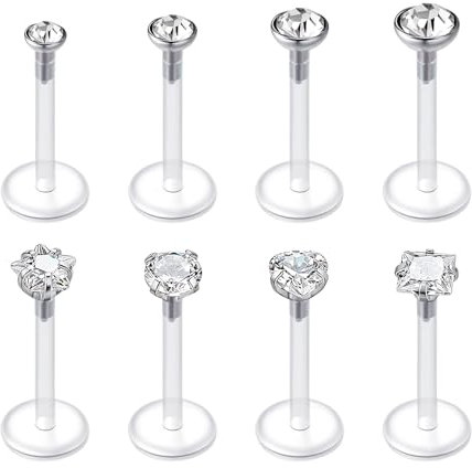 16G Klar Ohrstecker Lippenpiercing 6mm 8mm 10mm 12mm Plastik Ohrringe für Schule UV Flexibel Acryl Kunststtoff Piercing Retainer Helix Knorpel Tragus Labret Piercing Schmuck