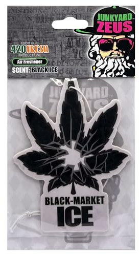 Black-Market Black Ice Leaf Maskulines Sandelholz Bergamotte Herrenduft für Auto, Auto, LKW, SUV, Fahrzeug, langlebig, Raum, Büro, Rückspiegel, hängendes Papier, Lufterfrischer (1 Stück)