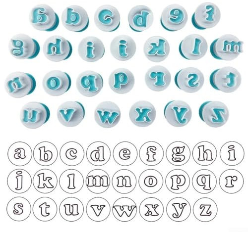 Delightful Dessert Decorations 26 Piece Fondant Cake Cutter Set with Mini Machine Inside (Uppercase letter)