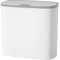 Motion sensor trash can, waterproof with lid, 14L Smart Automatic Trash Bin, Slim & Narrow Design for Bathroom, Bedroom, Kitchen, Office, Small Desktop Countertop Use, White with Gold Trim.