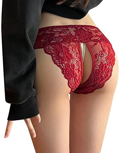 2025 - Sexy Damen-Spitzenhöschen, Tanga, niedrige Leibhöhe, Baumwollunterwäsche, Ausschnitt, Spitzen-Bikini-Slip Ski Unterwäsche Jungen 146 (RD1, XXXXL)