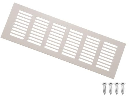 sourcing map Door Air Vent Cover, 9.8 x 3 Aluminum Ventilation Grille Decorative Covers Louvered Air Return Vent Cover with Screws for Cabinet Wardrobe Door Wardrobe Shoes Cabinet (Grey)