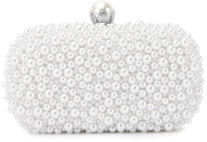 Jywmsc Pochettes en Perles Blanches pour Femmes Pochette en perles Sac de Soirée pour Mariage Formel Mariée Sac à Main de fête
