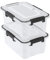 Ikando Airtight Plastic Storage Box with Waterproof Seal Lid, Clear Stackable Storage Box, 10 Liter, Set of 2
