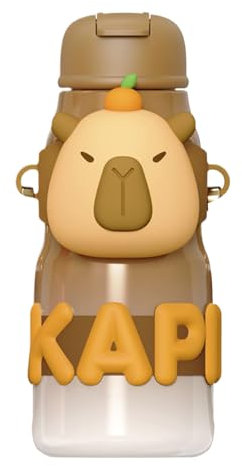 Botella de agua de Capybara, taza de delfines, taza de beber térmica de gran capacidad, taza de viaje de acero inoxidable con paja, taza en for-ma de capibara de dibujos animados