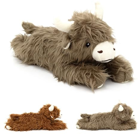 Highland Cow Doorstop | Fabric Animal Door Stopper with Shaggy Coat | Cute & Sturdy Cow-Shaped Door Stop 1.5kg - Colour Varies