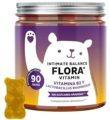 Bears with Benefits - Gummibärchen Riboflavin- Intimwohlbefinden - 90 Stück | Intimate Balance Flora Vitamin - Vitamin C, Ananaspulver, Probiotika - Vorrat für 3 Monate - Ohne Zuckerzusatz, Vegan